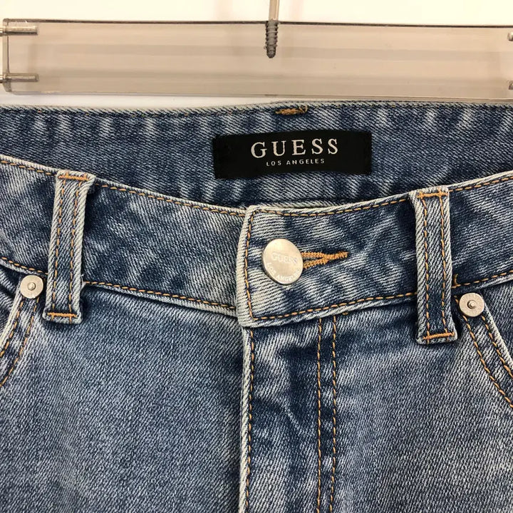 [BUNJANG] Guess Leather Patch Light Blue Denim Jeans 29 Inch / 게스 레더패치 중청 데님진 29 인치