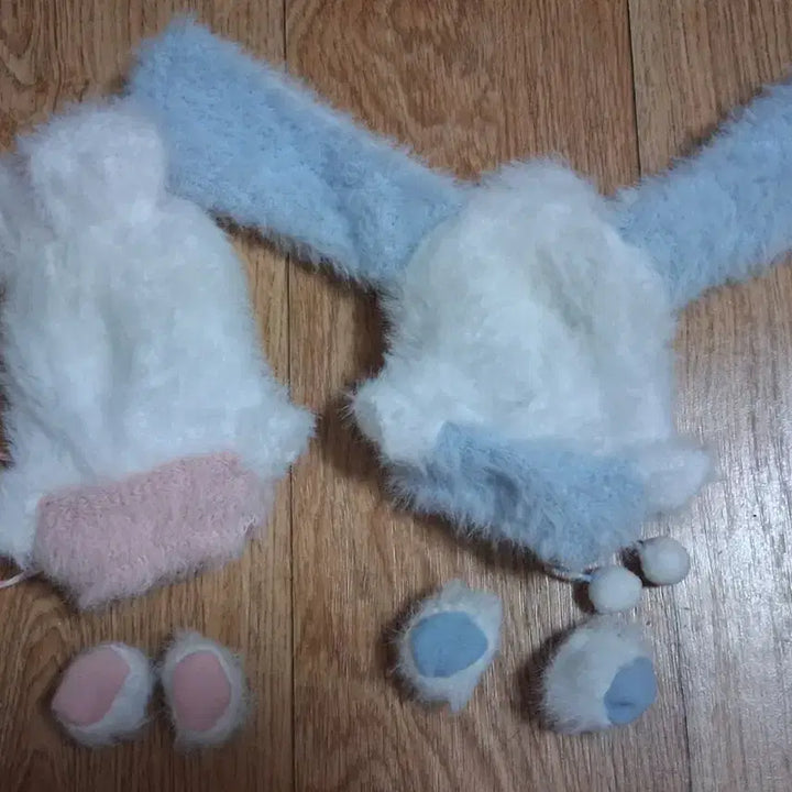 [BUNJANG] Bundle Set Bunny Hood Fur Clothes / (일괄)10cm 인형옷 토끼 후드 털옷
