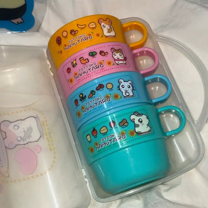 [BUNJANG] Vintage Hamtaro Stationery Cup Fan Toy Set / 고전 방가방가햄토리 고전햄토리 고전문구 컵 부채 완구