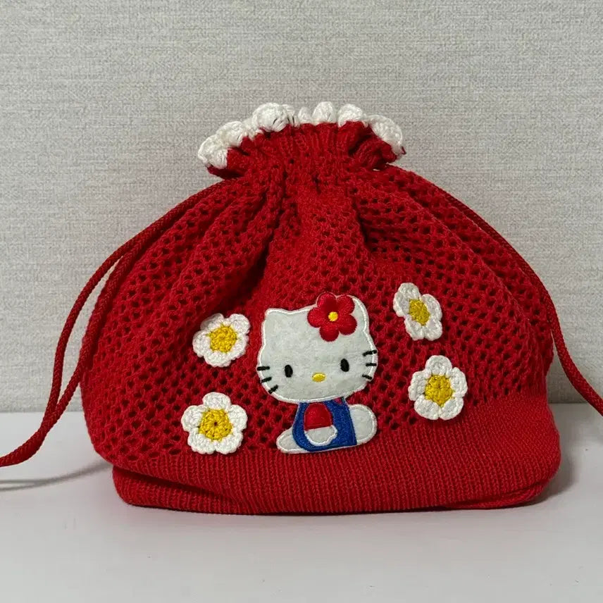 [BUNJANG] Vintage Hello Kitty Drawstring Pouch / (가격조정 가능) 고전키티 레트로 희귀매물 복조리 파우치