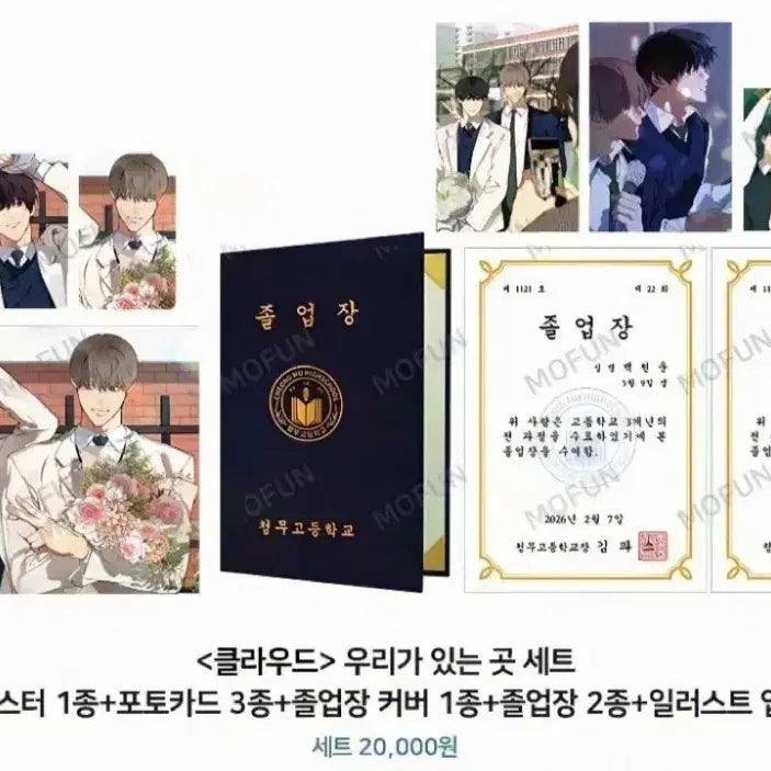 [BUNJANG] Cloud Mopun We Are Here Graduation Certificate Photocard Postcard Set Hyunwoon Sky / 클라우드 모펀 우리가있는곳 졸업장 포카 엽서 세트 비엘 bl