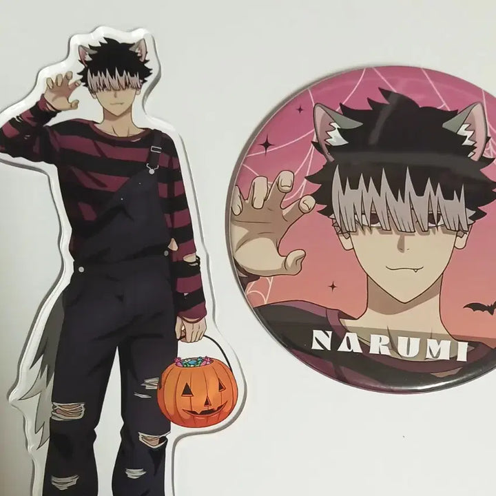 [BUNJANG] Kaiju No. 8 Narumi Gen Halloween Acrylic Standee with Badge Set / 급처나루미 겐 할로윈 아크릴 캔뱃지포함