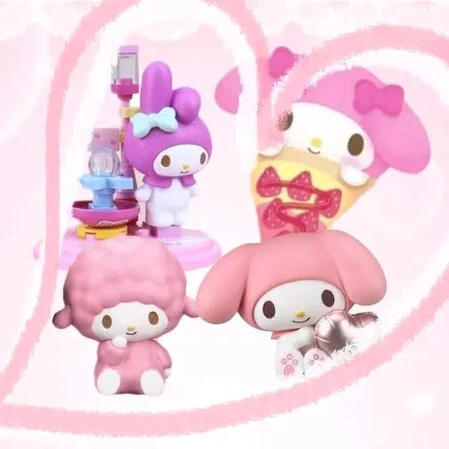 [BUNJANG] Sanrio My Melody "City Stroll" Block Figure &amp; "Pizza" Pouch Mascot Bundle / <마이멜로디> 산리오 굿즈 SET