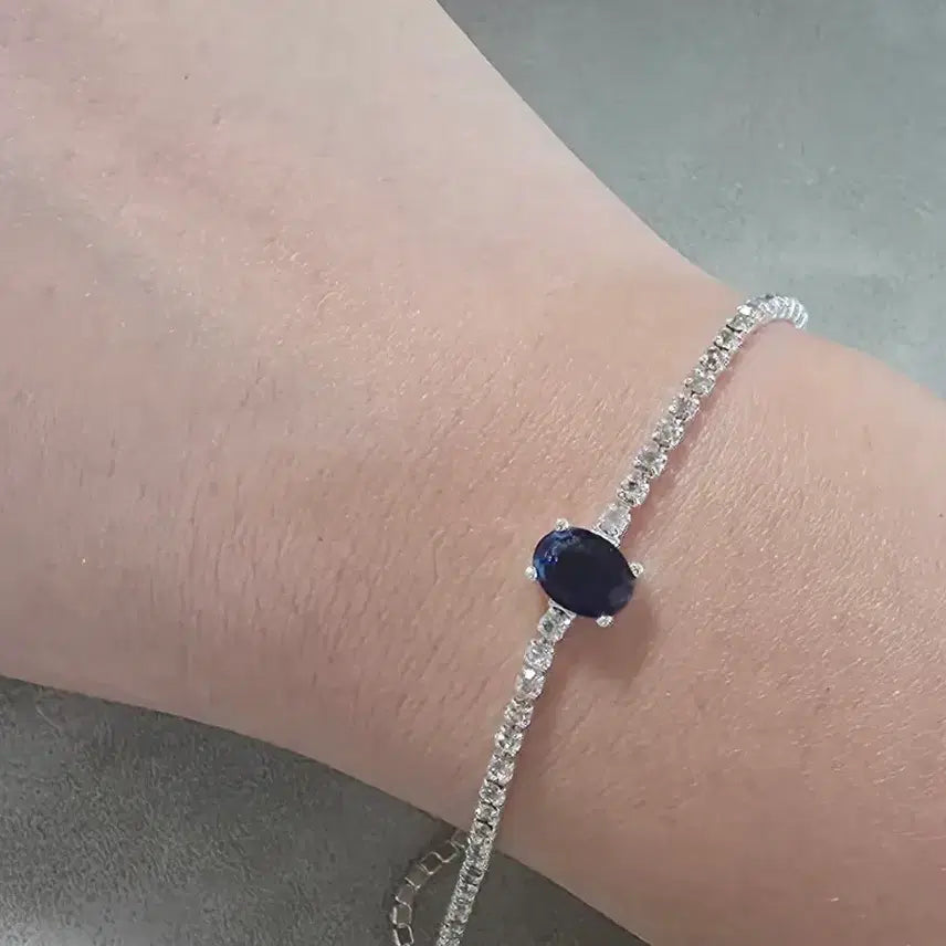 [BUNJANG] Blue Tennis Sterling Silver Bracelet 925 / 블루 테니스 은팔찌
