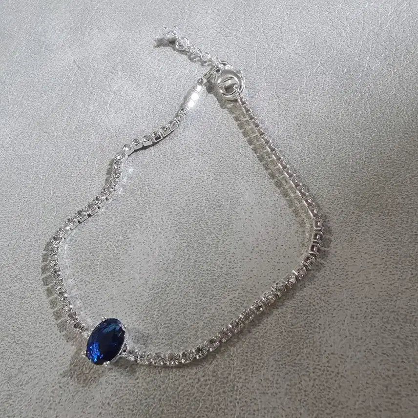[BUNJANG] Blue Tennis Sterling Silver Bracelet 925 / 블루 테니스 은팔찌