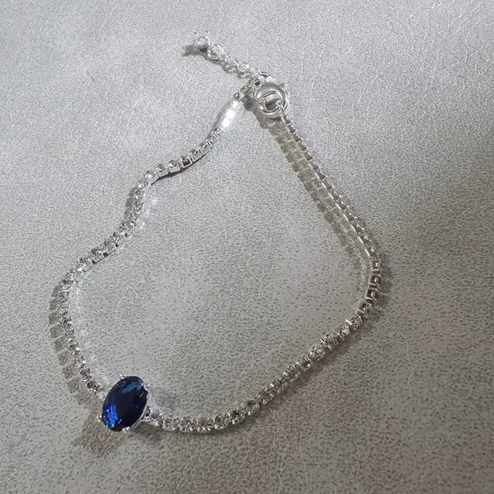[BUNJANG] Blue Tennis Sterling Silver Bracelet 925 / 블루 테니스 은팔찌