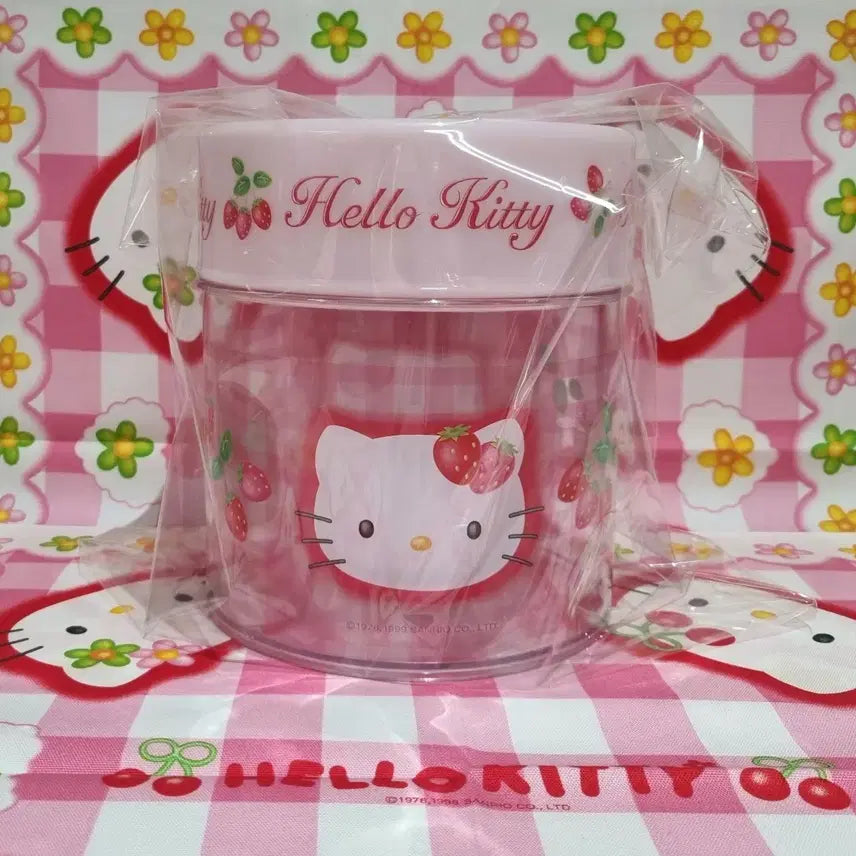[BUNJANG] Sanrio Hello Kitty Strawberry Sugar Canister Storage Jar / 고전 키티 딸기 슈가통 캐니스터 보관함 수납함 빈티지