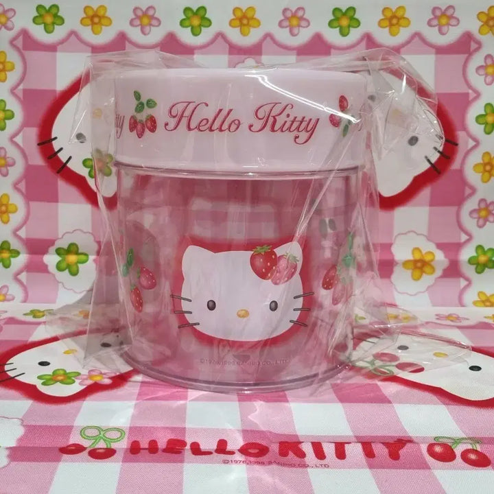 [BUNJANG] Sanrio Hello Kitty Strawberry Sugar Canister Storage Jar / 고전 키티 딸기 슈가통 캐니스터 보관함 수납함 빈티지