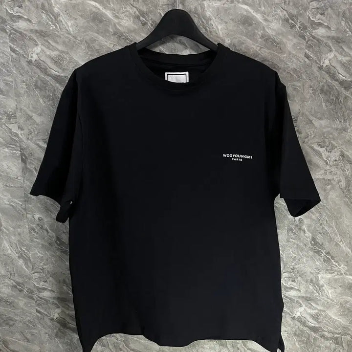 [BUNJANG] Wooyoungmi Flower Print Back Logo T-Shirt Black / [46] 우영미 플라워 프린트 백로고 티셔츠 블랙