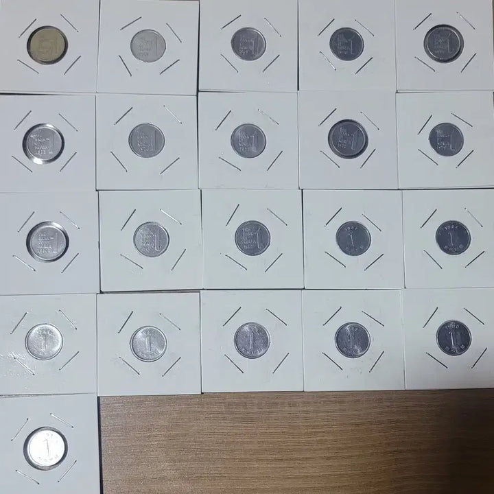 [BUNJANG] 1 Won Coin Set (1967-1991) / 동전 사용제 1원 줄세우기