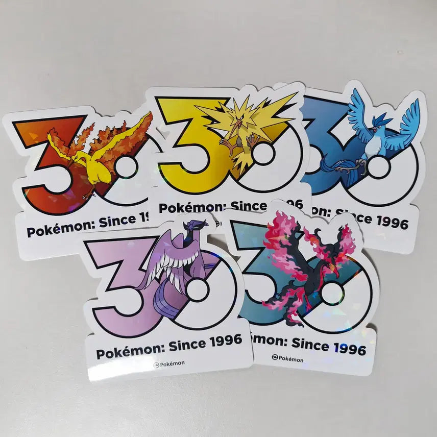 [BUNJANG] Pokemon 30th Anniversary Logo Sticker Set (Moltres, Zapdos, Articuno) / 포켓몬 30주년 로고 스티커 프리저 세트 파이어, 썬더, 프리저