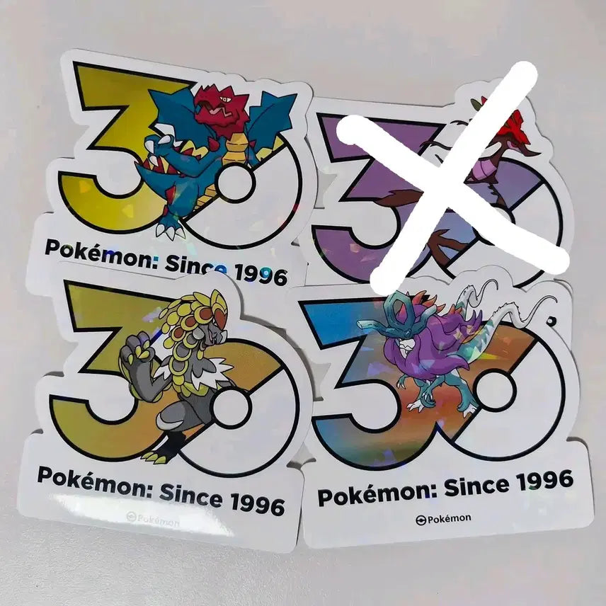 [BUNJANG] Pokemon 30th Anniversary Logo Stickers (Set) / 포켓몬 30주년 로고 스티커 크리만, 짜랑고우거, 굽이치는물결