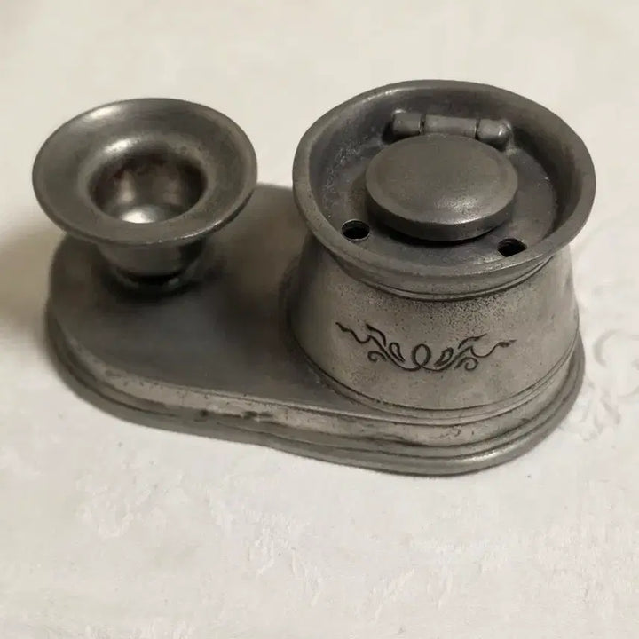 [BUNJANG] French Vintage Pewter Desk Object (Inkwell &amp; Candlestick) / 프랑스 빈티지 퓨터 데스크오브제