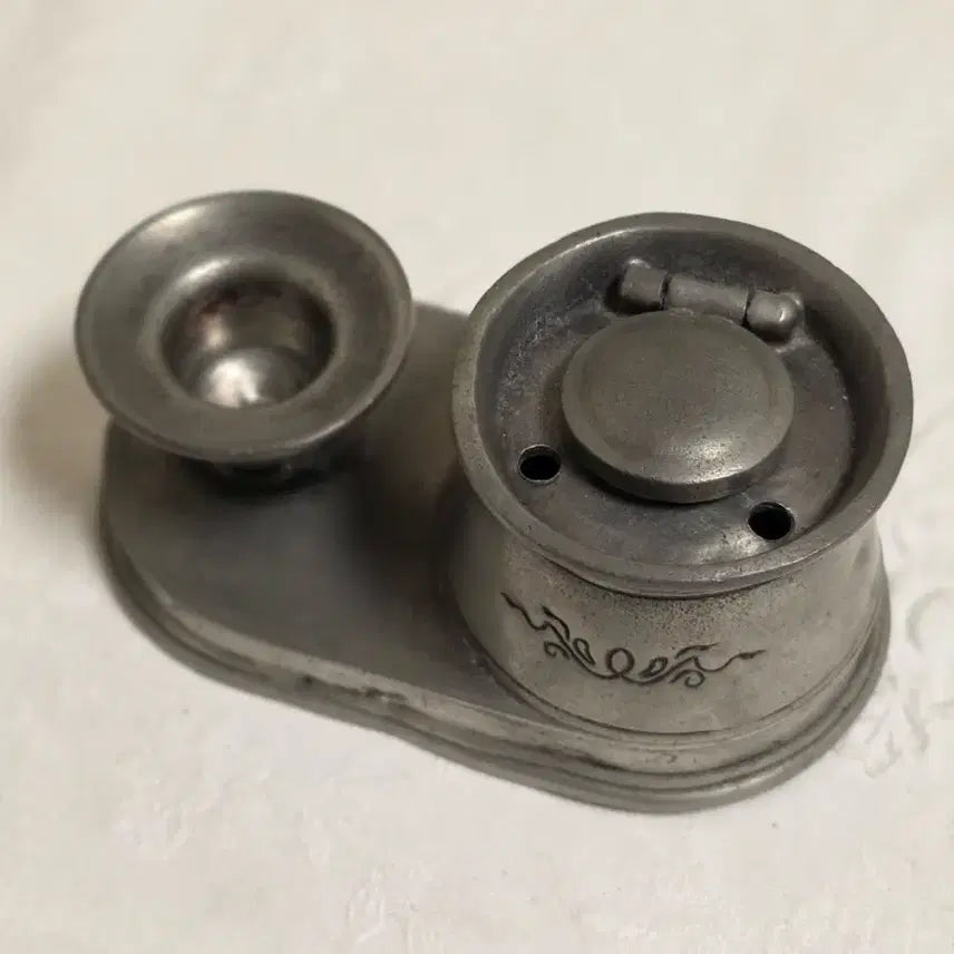 [BUNJANG] French Vintage Pewter Desk Object (Inkwell &amp; Candlestick) / 프랑스 빈티지 퓨터 데스크오브제