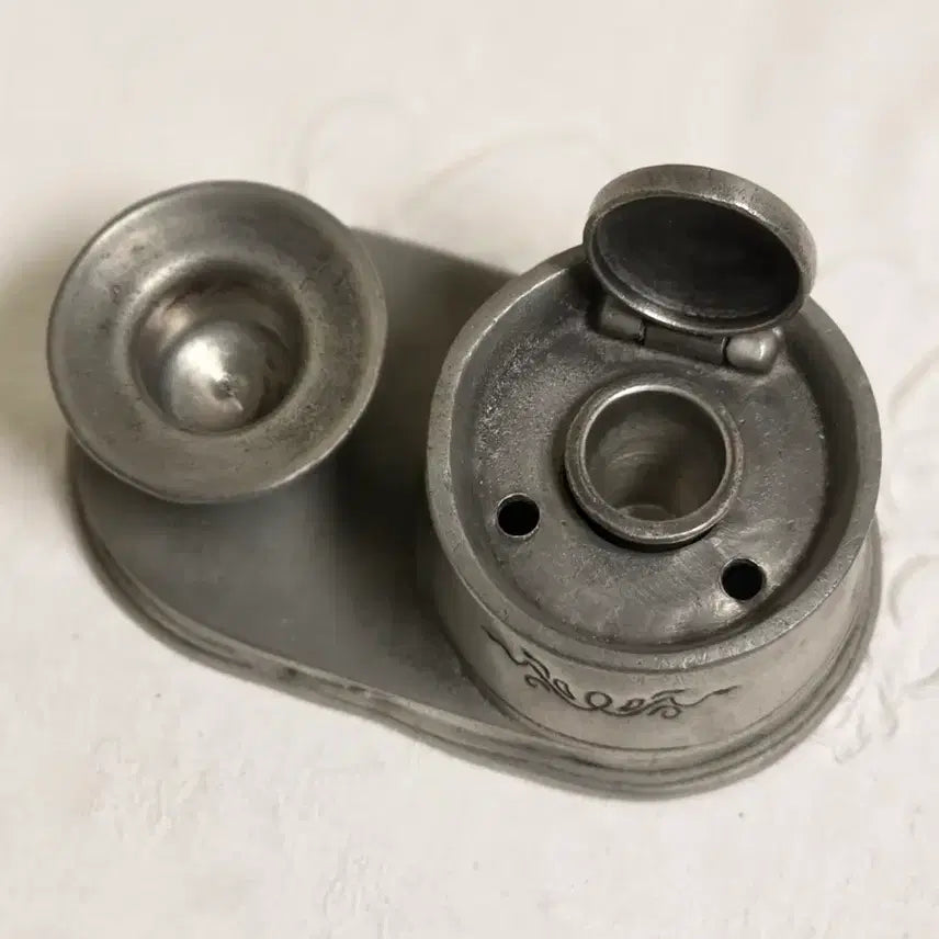 [BUNJANG] French Vintage Pewter Desk Object (Inkwell &amp; Candlestick) / 프랑스 빈티지 퓨터 데스크오브제