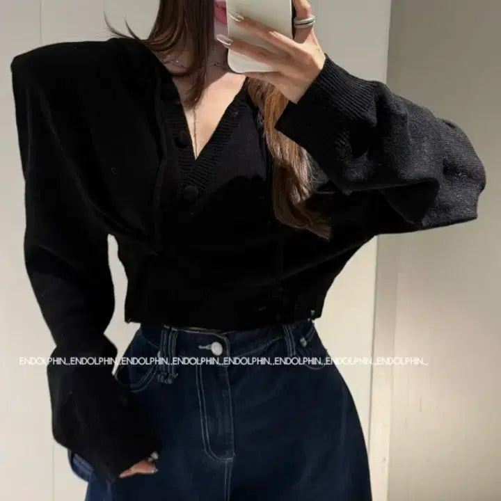 [BUNJANG] Endorphin Shuhood Two-Way Cardigan Black / 엔돌핀 슈후드투웨이가디건 블랙