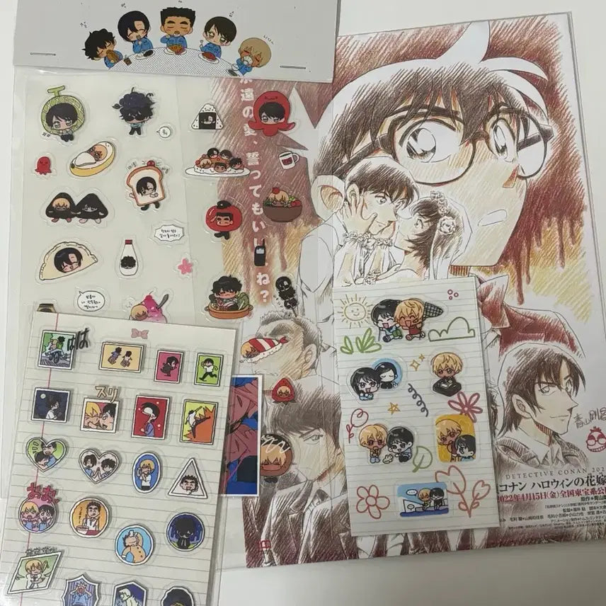 [BUNJANG] Detective Conan: The Bride of Halloween Police Squad Poster &amp; Sticker Bundle / 명탐정 코난 할로윈의신부 포스터 경찰동기조 스티커