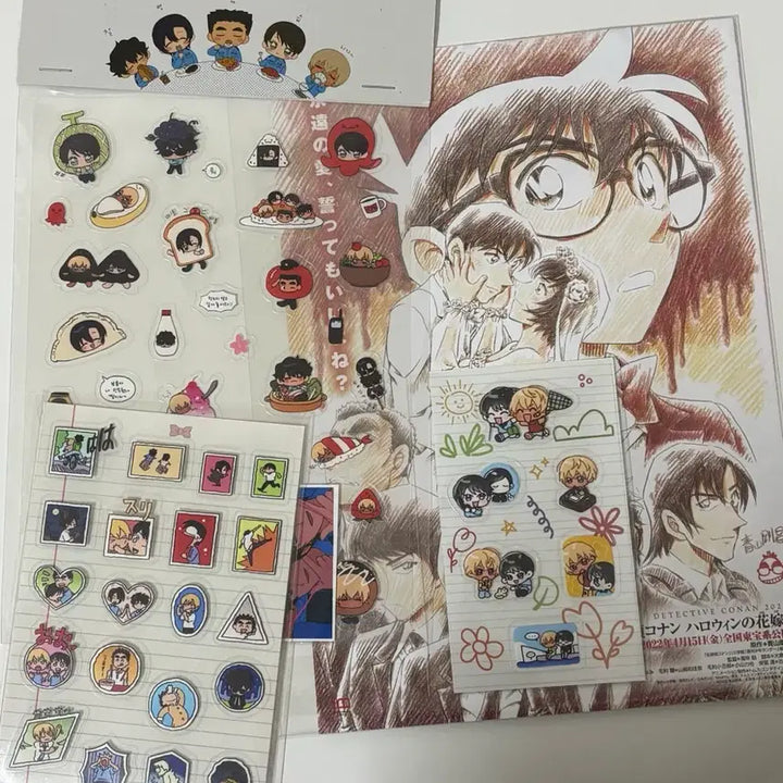 [BUNJANG] Detective Conan: The Bride of Halloween Police Squad Poster &amp; Sticker Bundle / 명탐정 코난 할로윈의신부 포스터 경찰동기조 스티커