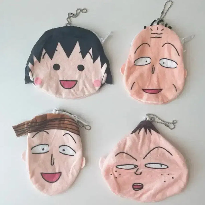 [BUNJANG] Chibi Maruko-chan Face Pouch Full Set / [최저가/4종 풀세트] 마루코는아홉살 얼굴 파우치 일괄 마루코 가챠