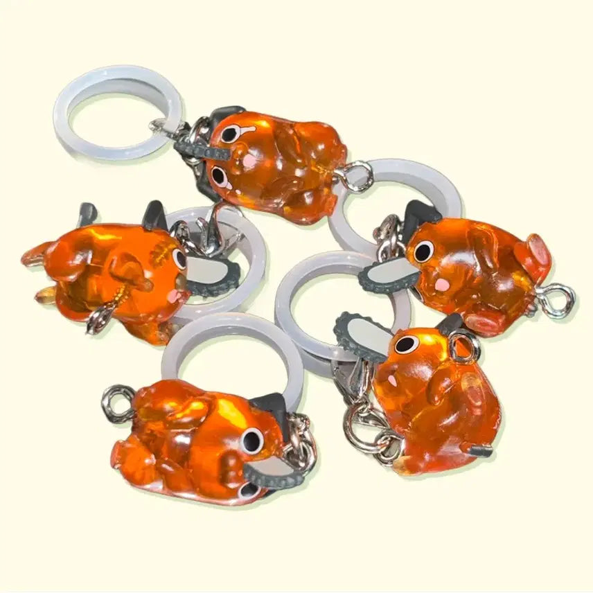 [BUNJANG] Chainsaw Man Pochita Medallion Keyring Set / (새상품) 체인소맨 레제편 포치타 메지루시 키링5종셋