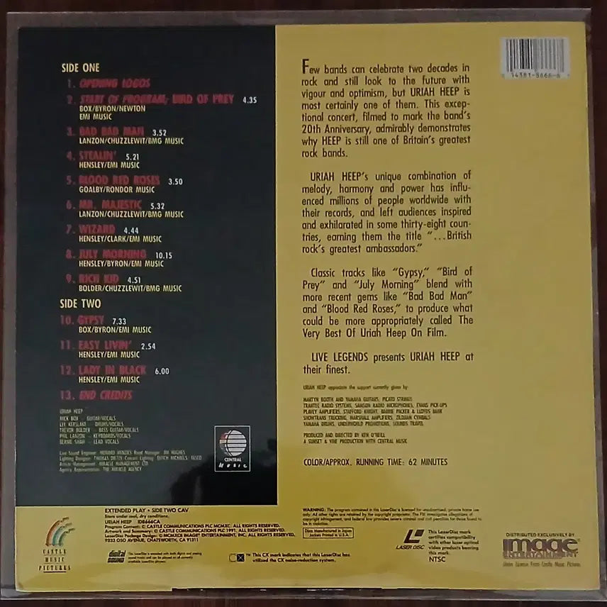 [BUNJANG] Uriah Heep Live Legends LaserDisc / 유라이어힙 Live Legends 레이저디스크