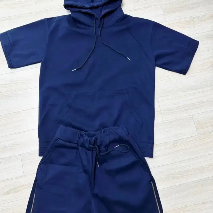 [BUNJANG] Navy Half Sleeve Hoodie and Shorts Set XL / 네이비 반팔 후드 반바지 세트XL