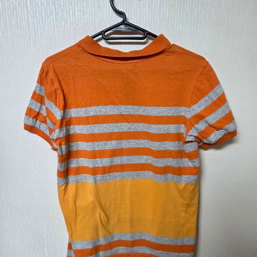 [BUNJANG] Hazzys Orange Stripe Short Sleeve Polo Shirt (Size 155) / 헤지스 오렌지 스트라이프 반팔 폴로티 155