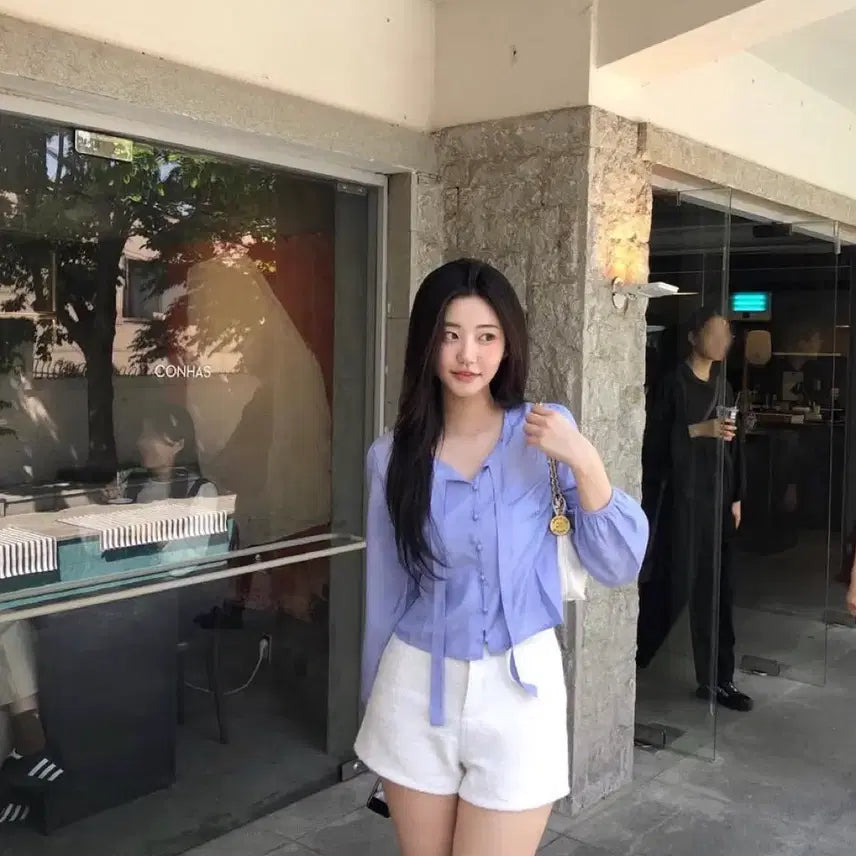 [BUNJANG] JENNIE O Maybin Blouse Blue / 제니오 메이빈 블라우스 블루