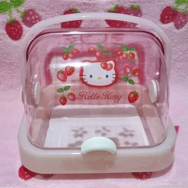 [BUNJANG] Sanrio Hello Kitty Strawberry Canister Storage Organizer Rare Vintage / 고전 키티 딸기 캐니스터 보관함 수납함 문구 희귀품 빈티지