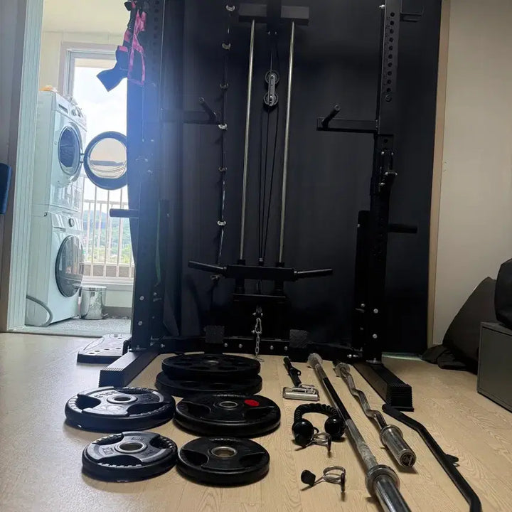 [BUNJANG] Home Gym Power Rack with Cable Machine &amp; Weight Set / 홈짐 파워랙 + 중량세트 판매합니다