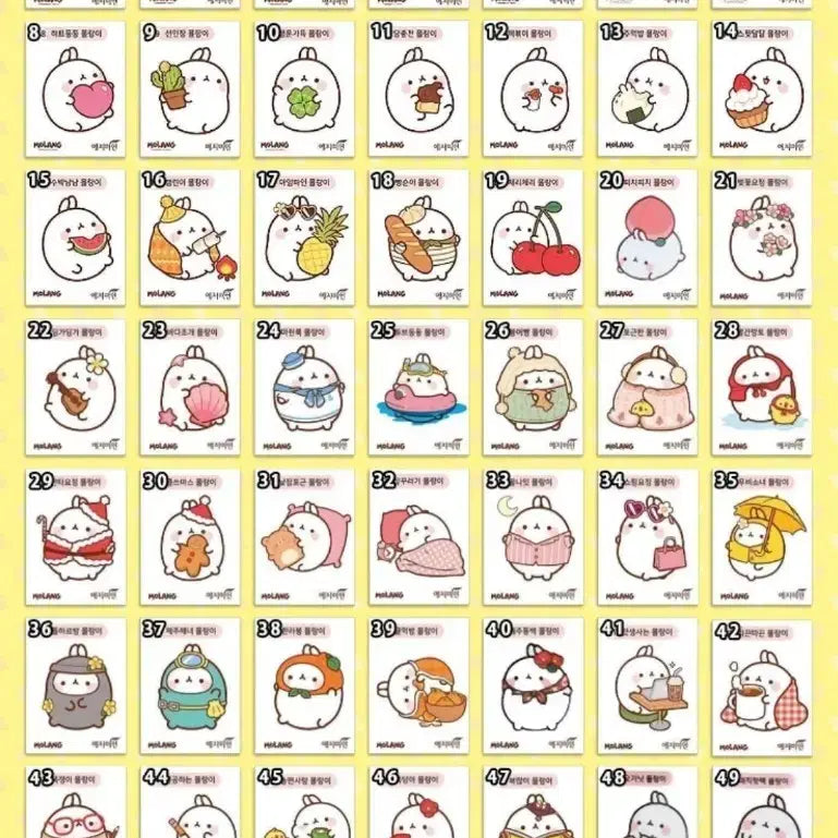 [BUNJANG] Molang Sticker Set (Sealed) / 몰랑이 띠부씰 미개봉 전종(1.2.3탄+동물)