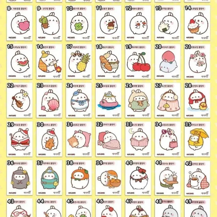 [BUNJANG] Molang Sticker Set (Sealed) / 몰랑이 띠부씰 미개봉 전종(1.2.3탄+동물)