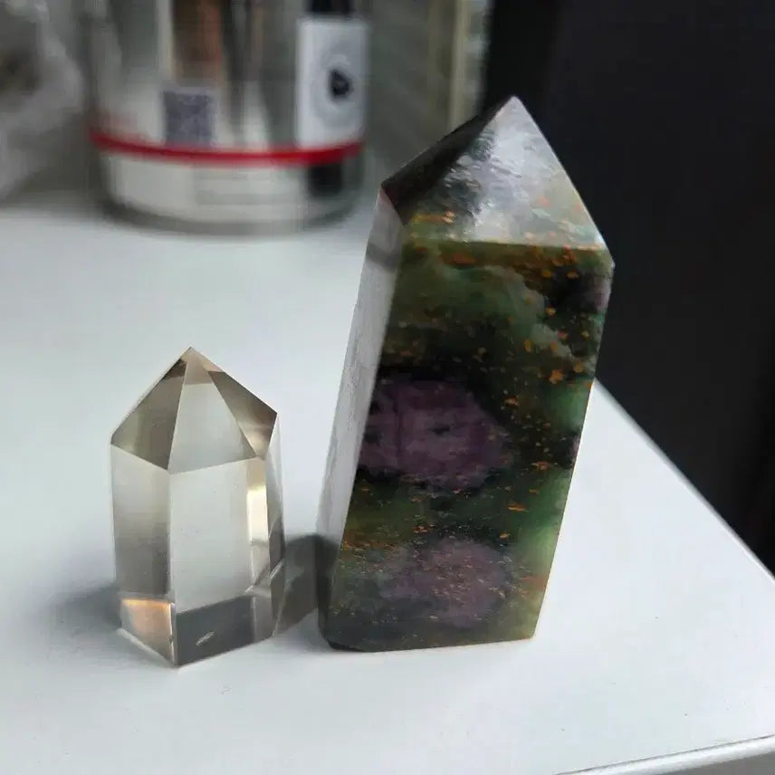 [BUNJANG] Natural Ruby in Zoisite Tower &amp; Natural Citrine Mini Tower Set / 천연 루비 인 조이사이트 타워  및 천연 황수정(시트린) 초미니 타워 원