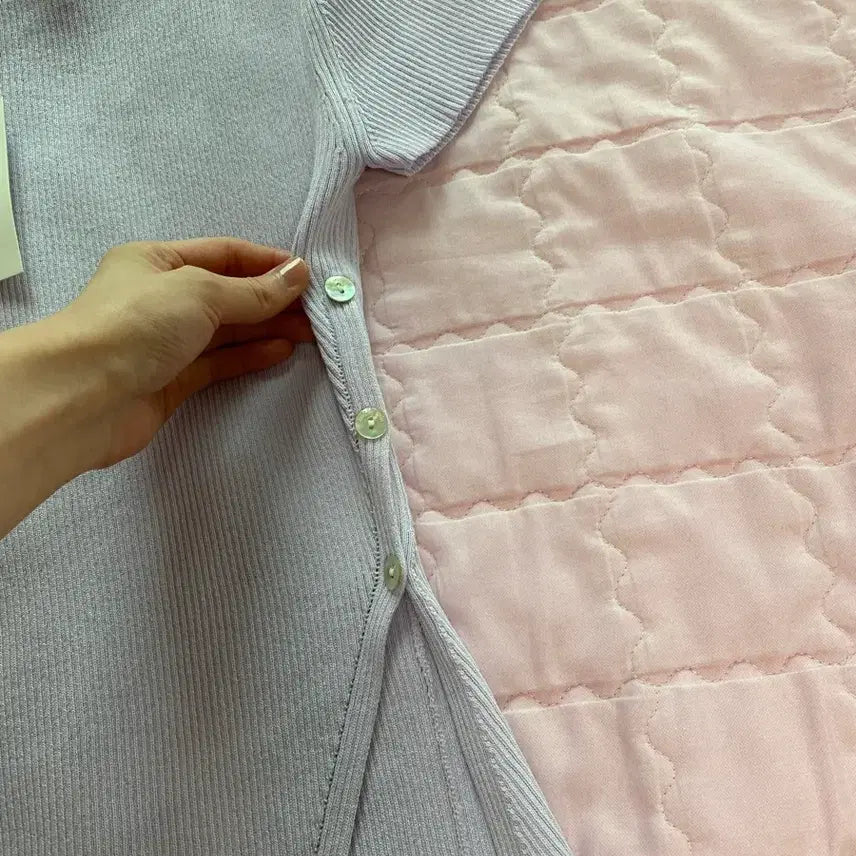 [BUNJANG] Atelier Nine Cut-Out Short Sleeve Knit Lavender Pink / 아틀리에나인 컷아웃 반팔 니트 라벤더핑크 택있는 새상품