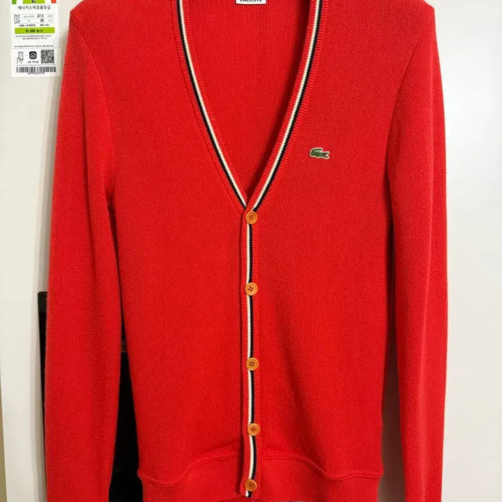 [BUNJANG] Lacoste Deep Orange V-Neck Wool Knit Cardigan Size 3 (95-100) / 라코스테 진한 오렌지 브이넥 울 니트 가디건 3 사이즈 (95-100)