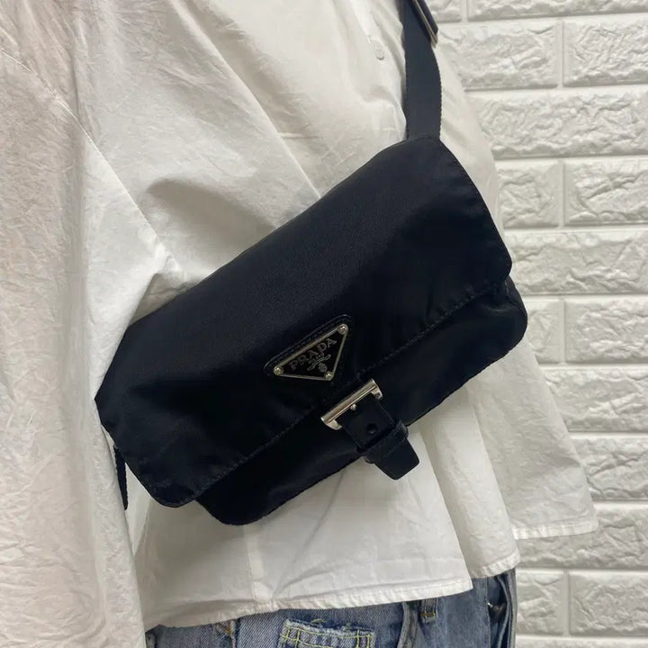 [BUNJANG] PRADA Vintage Black Pocono Nylon Belt Bag / Body Bag / PRADA / 빈티지 프라다 삼각로고 블랙 포코노 벨트백 / 바디백