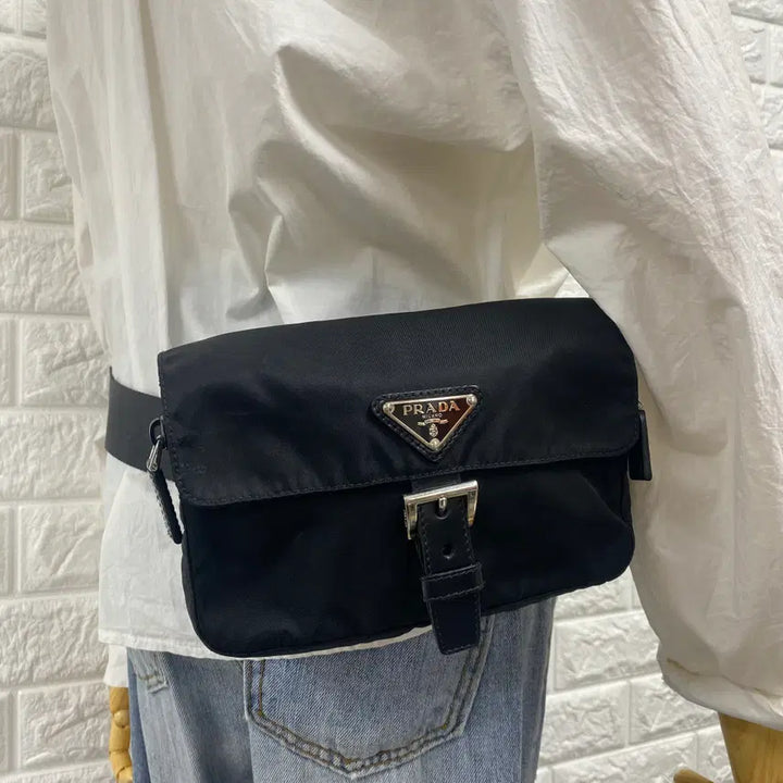 [BUNJANG] PRADA Vintage Black Pocono Nylon Belt Bag / Body Bag / PRADA / 빈티지 프라다 삼각로고 블랙 포코노 벨트백 / 바디백