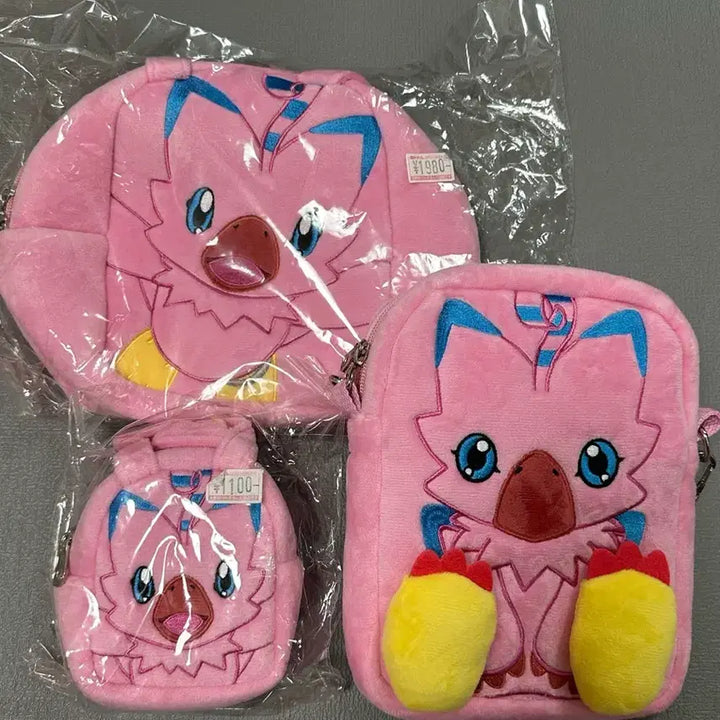 [BUNJANG] Digimon Piyomon Bag &amp; Pouch Bundle Set / 디지몬 피요몬 가방 / 파우치 일괄
