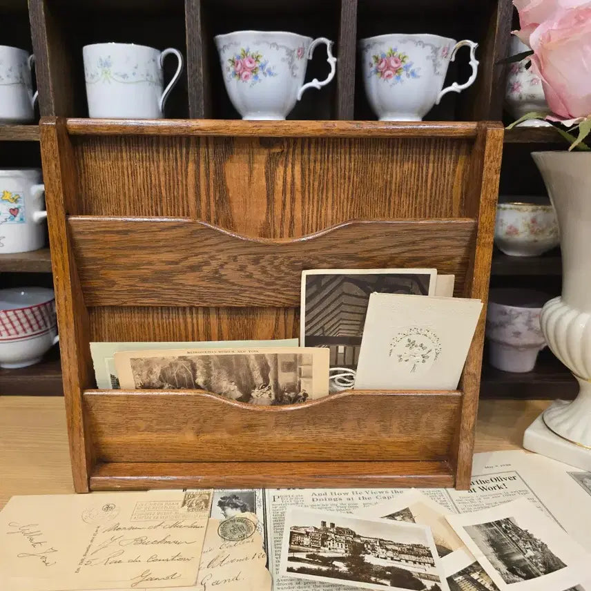 [BUNJANG] Vintage Wood Key Box with Document Holder / 빈티지 우드 키박스 지류꽂이 수납함