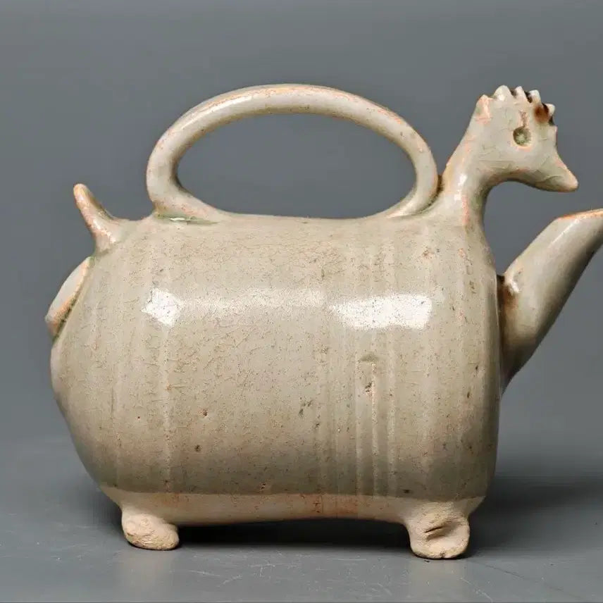 [BUNJANG] Song Dynasty Celadon Rooster-Headed Ewer (Excavated) / [진품] 송대 청자 계수형 사족 주자 주전자 출토품 중국도자기 골동품
