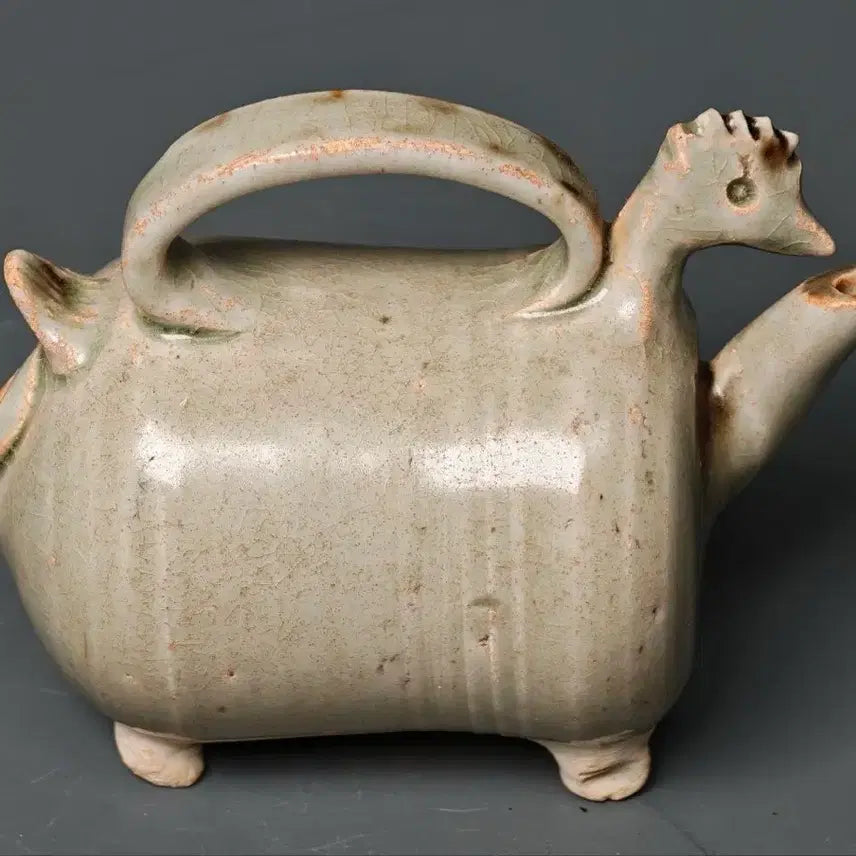 [BUNJANG] Song Dynasty Celadon Rooster-Headed Ewer (Excavated) / [진품] 송대 청자 계수형 사족 주자 주전자 출토품 중국도자기 골동품