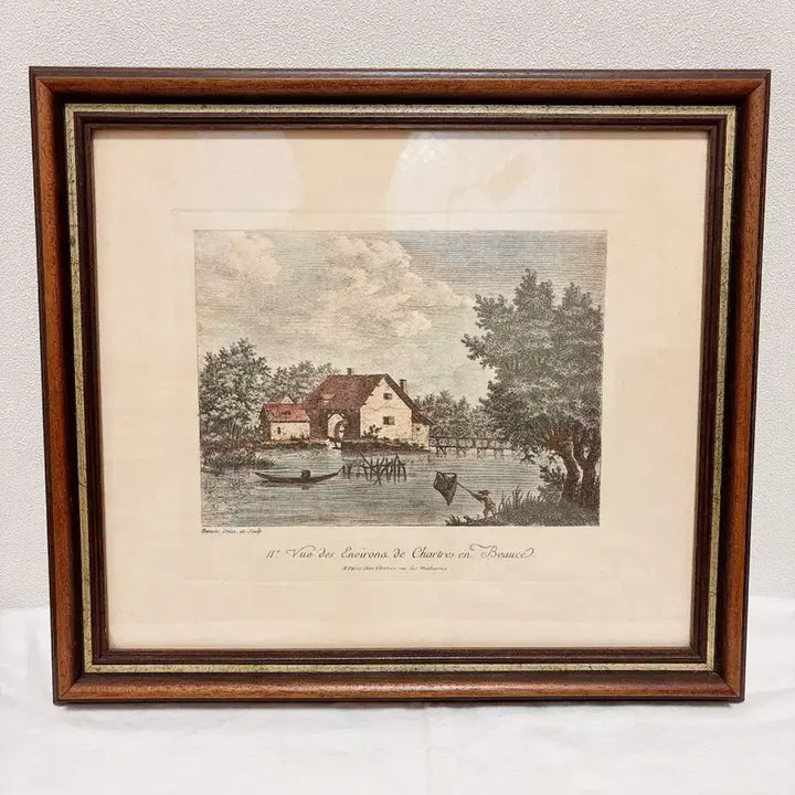 [BUNJANG] French Antique Colored Landscape Print / 프렌치 앤틱 채색풍경판화