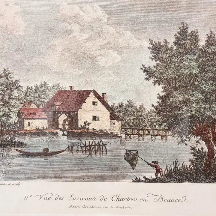 [BUNJANG] French Antique Colored Landscape Print / 프렌치 앤틱 채색풍경판화