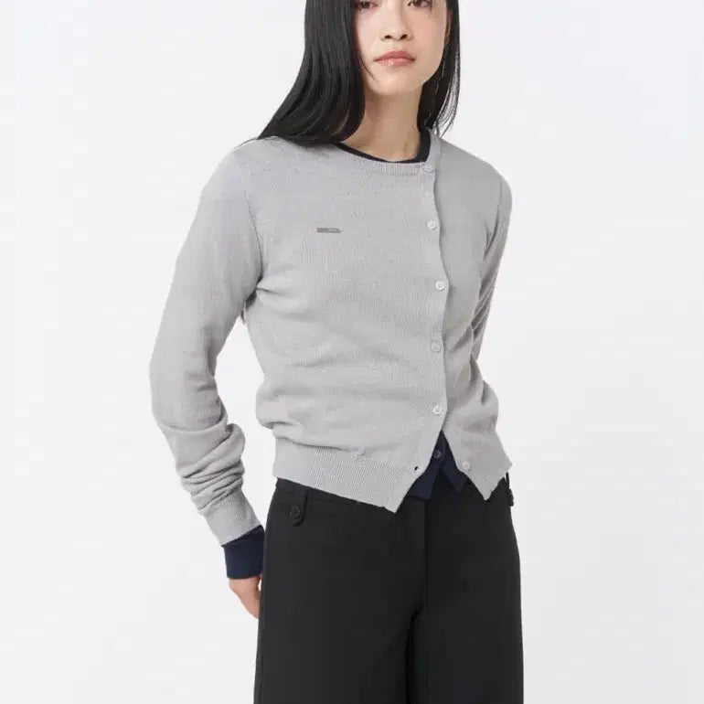 [BUNJANG] Miseki Seoul Unbalanced Knit Cardigan Grey / 미세키서울 Unbalanced knit cardigan GREY