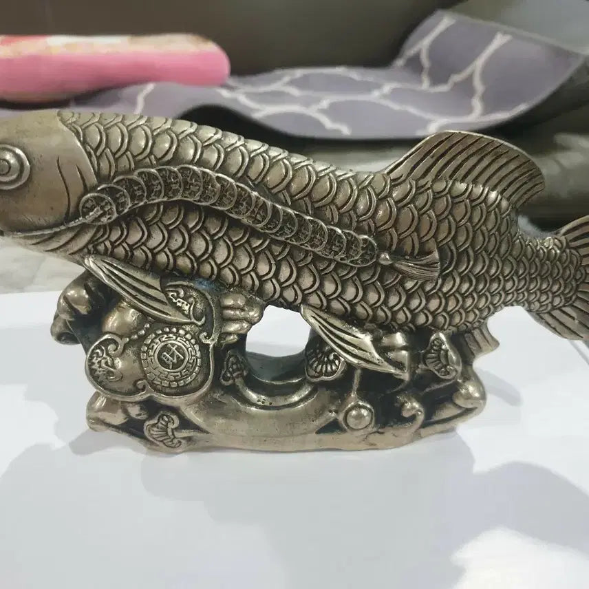 [BUNJANG] Brass Carp Figurine Ornament / 백동 잉어 조각상 장식품