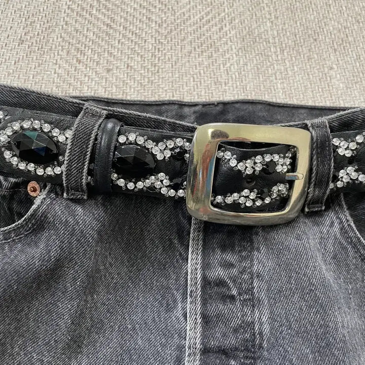 [BUNJANG] Fxa Ferrra Vintage Cubic Stone Western Buckle Belt / 빈티지 Fxa ferrra 큐빅 스톤 웨스턴 버클 벨트