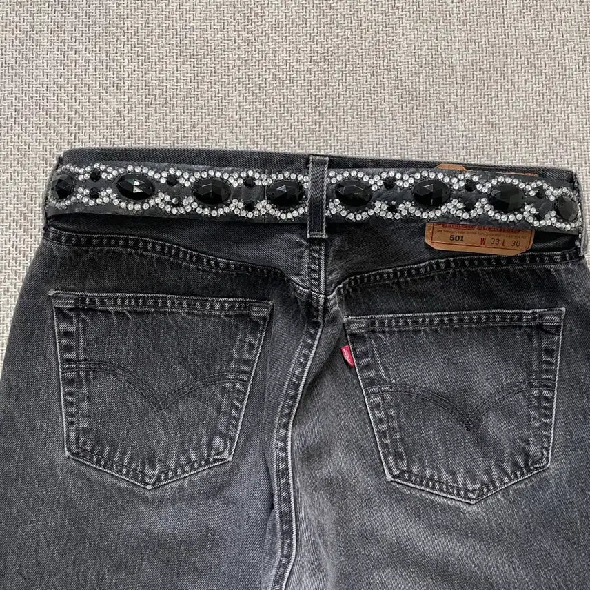 [BUNJANG] Fxa Ferrra Vintage Cubic Stone Western Buckle Belt / 빈티지 Fxa ferrra 큐빅 스톤 웨스턴 버클 벨트