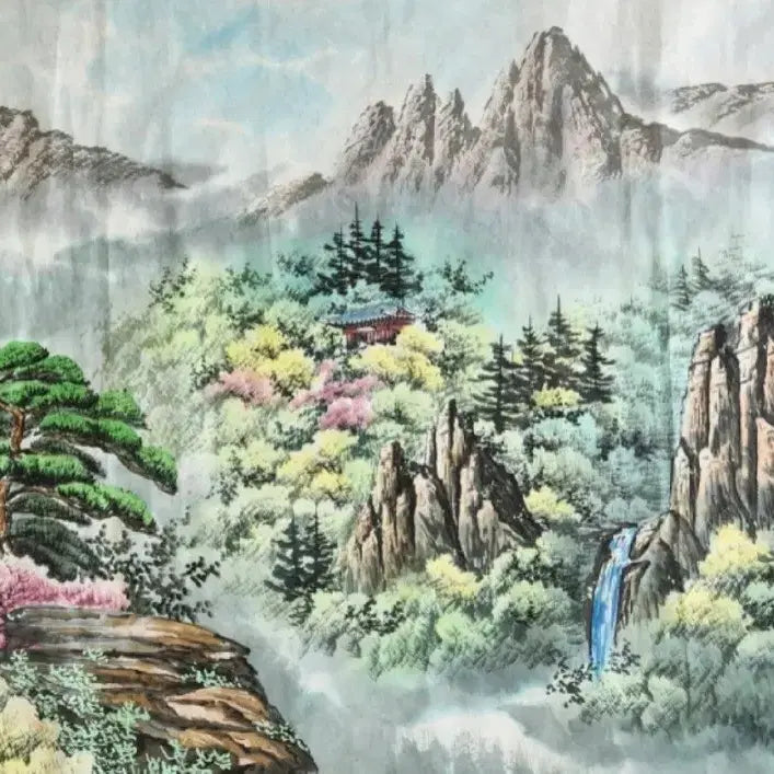 [BUNJANG] Gyeoseok Diamond Mountain Spring Korean Painting Large Size / [희귀/조선화/북한] 화사한 금강산의 봄 대형 (소장/인테리어 최고)