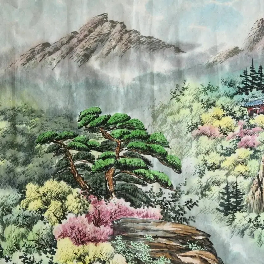 [BUNJANG] Gyeoseok Diamond Mountain Spring Korean Painting Large Size / [희귀/조선화/북한] 화사한 금강산의 봄 대형 (소장/인테리어 최고)