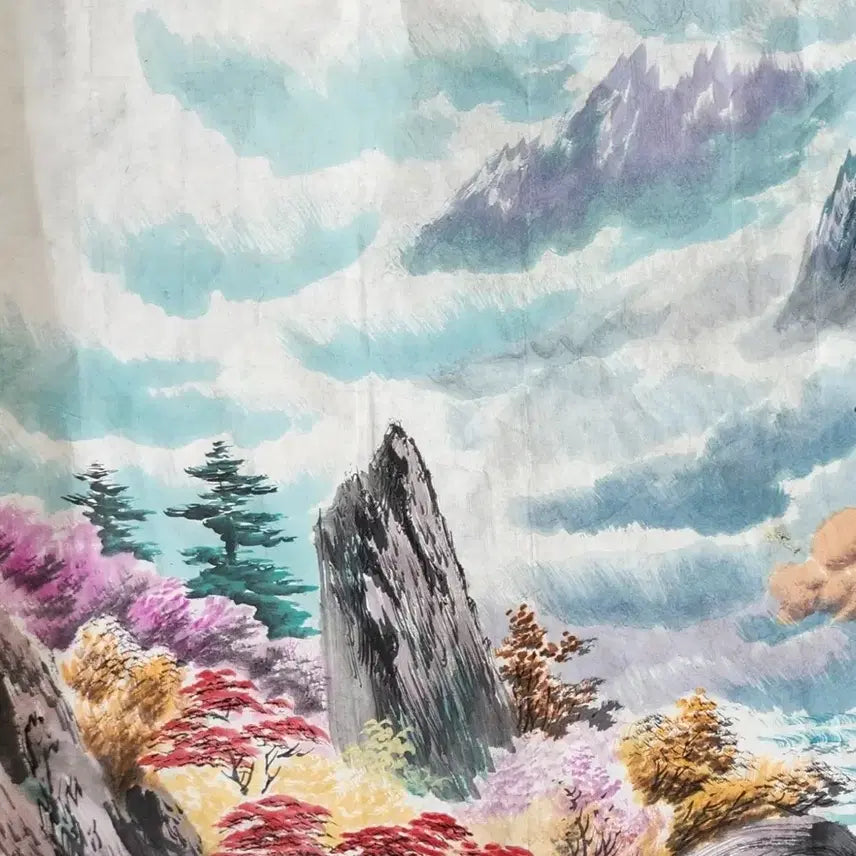 [BUNJANG] Geumgangsan in Autumn Large Painting (Set with Spring Available) / [희귀/조선화/북한] 금강산의 가을 대형그림 -(봄/가을 세트 가능)